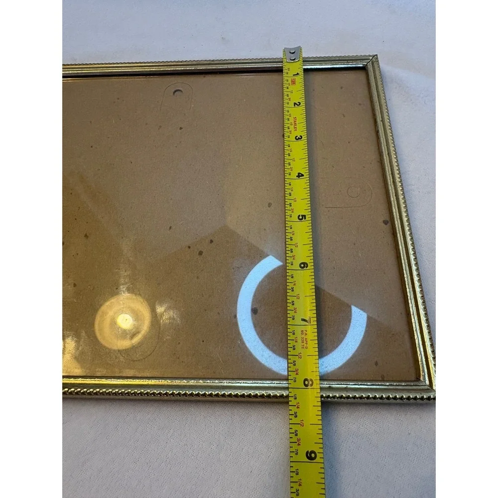 Vintage Gold Tone Metal Beaded Edge Picture Frame 8x10 Tabletop Display‎